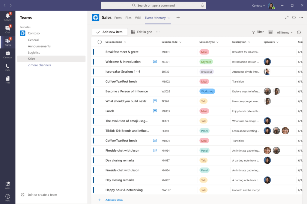 Microsoft Lists in Microsoft Teams