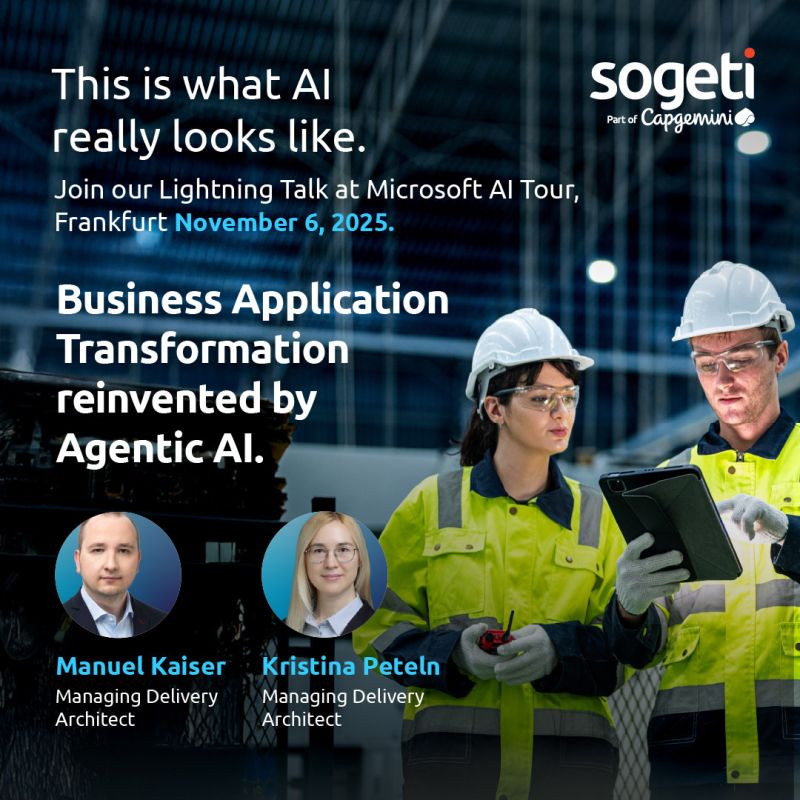 Live from the Microsoft AI Tour in Frankfurt: Capgemini & Sogeti showcased how Agentic AI accelerates enterprise-grade application modernization. Insights, takeaways, and why AI-driven modernization is now a board-level priority.